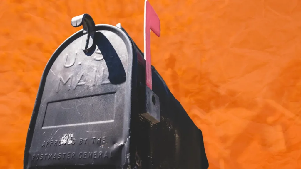 An image of a mailbox with a raised flag